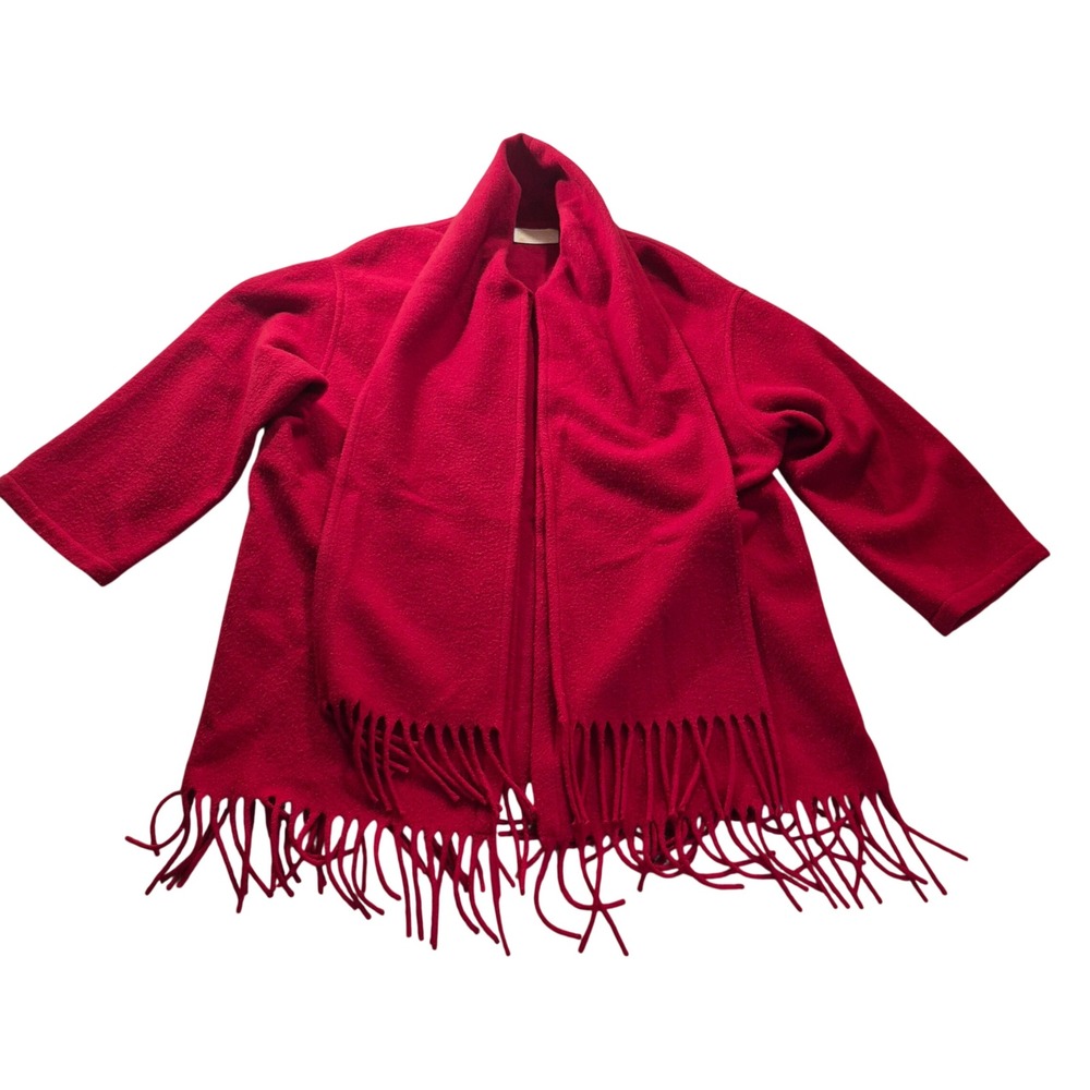 Pendleton Scarf Jacket Womens Red Wool Fringed Jacket Heritage One Size Vintage